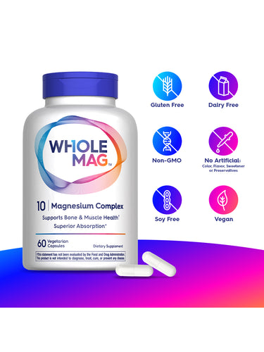 WholeMag 10 Magnesium Complex | Total Body Support | Supports Muscle, Bone and Nerve Health | High Absorption