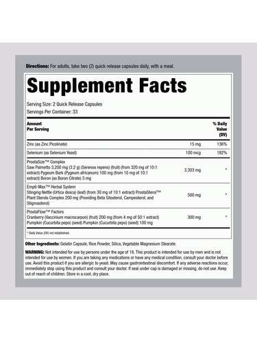 Prostate Support Supplement for Men | 66 Capsules | Saw Palmetto Complex | Laboratory Tested | By ProstaFit