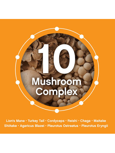Organic Mushroom Blend | Grown in a Certified US Facility | 10-in-1 Complex 1,200 mg | Lion’s Mane, Chaga, Turkey Tail, Maitake, Shiitake, Reishi & More | Laboratory Tested | Superior Absorption