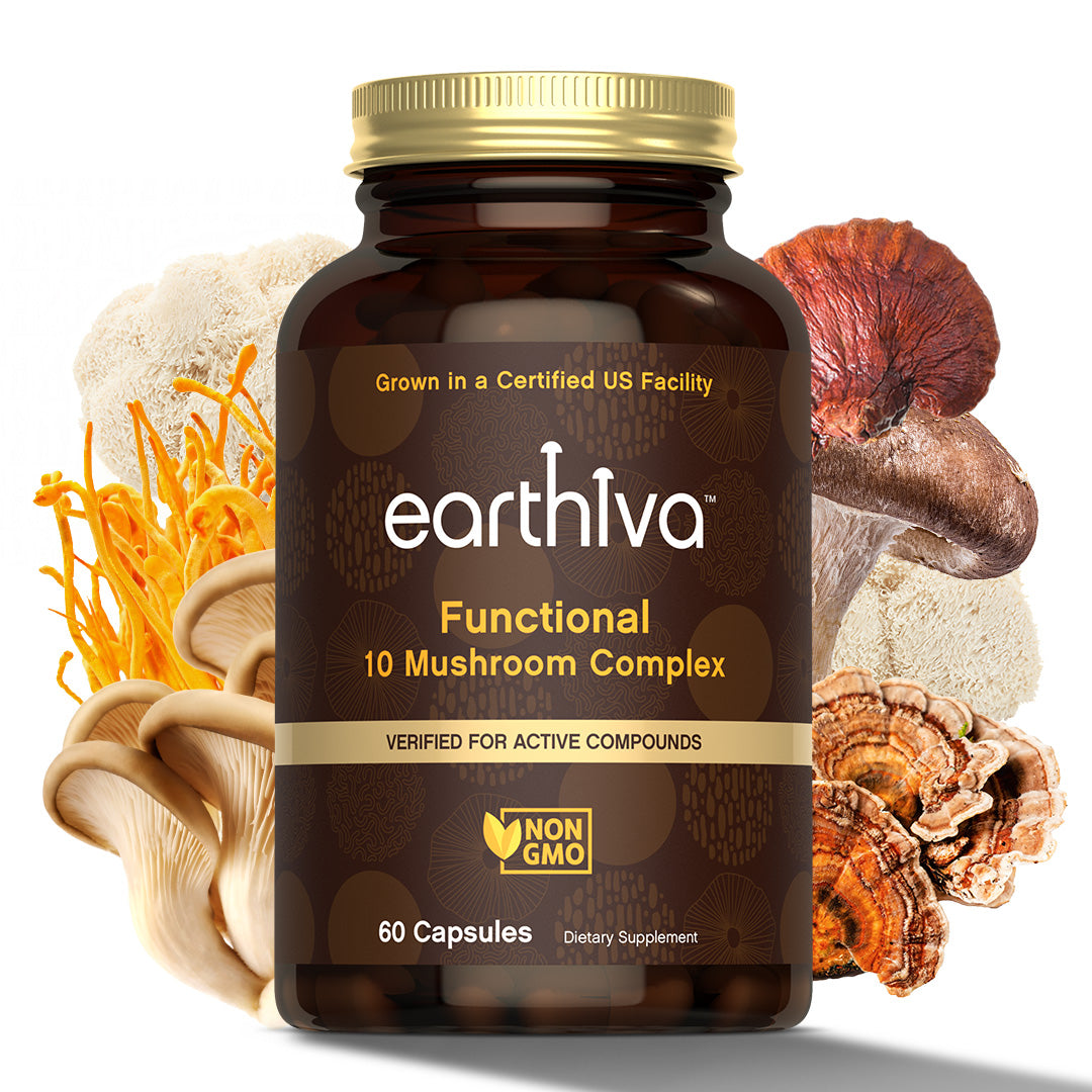 Organic Mushroom Blend | Grown in a Certified US Facility | 10-in-1 Complex 1,200 mg | Lion’s Mane, Chaga, Turkey Tail, Maitake, Shiitake, Reishi  & More | Laboratory Tested | Superior Absorption