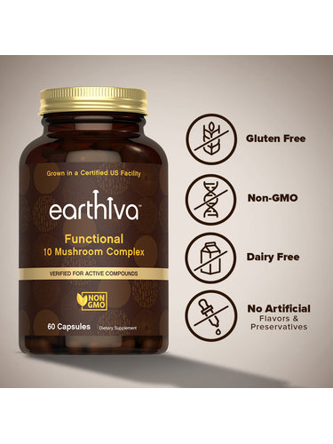Organic Mushroom Blend | Grown in a Certified US Facility | 10-in-1 Complex 1,200 mg | Lion’s Mane, Chaga, Turkey Tail, Maitake, Shiitake, Reishi  & More | Laboratory Tested | Superior Absorption