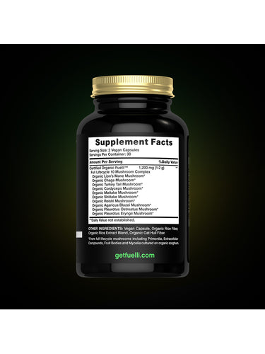 Organic Mushroom Blend | Grown in a Certified US Facility | 10-in-1 Complex 1,200 mg | Lion’s Mane, Chaga, Turkey Tail, Maitake, Shiitake, Reishi  & More | Laboratory Tested | Superior Absorption