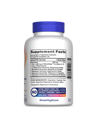 WholeMag 10 Magnesium Complex | Total Body Support | Supports Muscle, Bone and Nerve Health | High Absorption